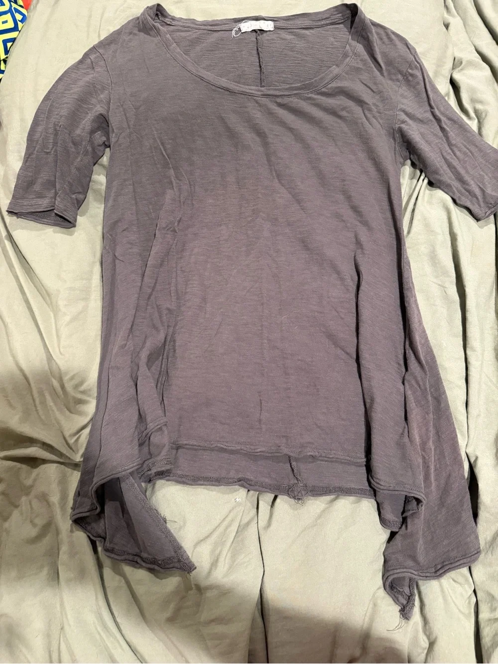 Women's Washed Grey Scoop Neck Tunic Top
